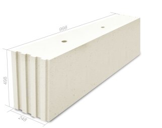Силикатный блок Поревит стеновой крупноформатный СБУПо 1-250 998х248х498 мм