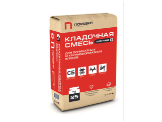 Клей для силикатных и крупноформатных блоков М-150, 25кг, зимний -20  Поревит (56м/пд) класс Т