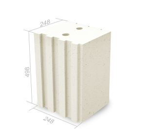 Силикатный блок Поревит стеновой крупноформатный СБУПо 1/4-250 248х248х498 мм