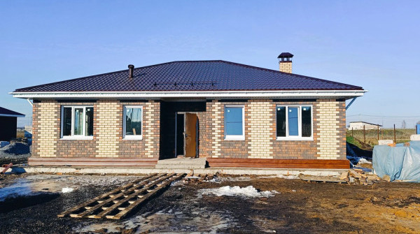 Дом из газобетонного блока БП-400 с облицовкой кирпичом, ДомА 174